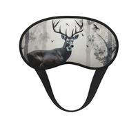 Masque de sommeil pour les yeux en soie avec sangle élastique super douce - Silhouette de cerf - Masque occultant pour les yeux - Pour homme et femme - Pour voyage