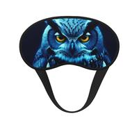 Masque de sommeil pour les yeux en soie super doux avec sangle élastique - Masque de sommeil occultant pour les yeux - Motif hibou bleu - Pour homme et femme