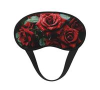 Masque de sommeil pour les yeux en soie super doux avec sangle élastique - Masque de sommeil occultant pour les yeux - Rouge et noir - Rose rouge et noire - Bandeau pour les yeux pour homme et femme