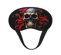 Masque de sommeil pour les yeux en soie super doux avec sangle élastique - Masque de sommeil occultant pour les yeux - Motif crâne de pirate - Pour homme et femme - Pour voyage