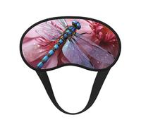 Masque de sommeil pour les yeux en soie super doux avec sangle élastique - Masque de sommeil occultant avec fleur et libellule bleue - Bandeau pour les yeux - Pour homme et femme