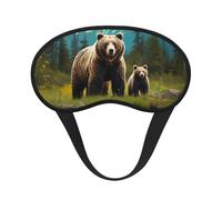 Masque de sommeil pour les yeux en soie super doux avec sangle élastique - Masque de sommeil occultant pour les yeux - Ours de rivière - Bandeau pour les yeux - Pour homme et femme