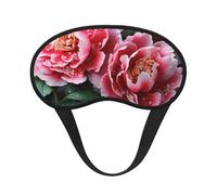 Masque de sommeil pour les yeux en soie super doux avec sangle élastique - Masque de sommeil occultant - Belle fleur de pivoine - Bandeau pour les yeux - Pour homme et femme
