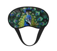 Masque de sommeil pour les yeux en soie super doux avec sangle élastique - Masque de sommeil occultant bleu paon pour les yeux - Pour homme et femme