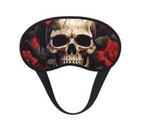 Masque de sommeil pour les yeux en soie super doux avec sangle élastique - Masque de sommeil occultant pour les yeux - Motif tête de mort - Rose et rouge - Pour homme et femme - Pour voyage