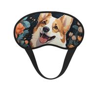 Masque de sommeil pour les yeux en soie super doux avec sangle élastique - Masque de sommeil occultant à motif Corgi - Pour homme et femme - Pour voyage
