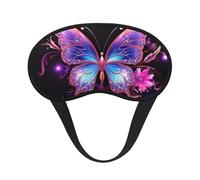 Masque de sommeil pour les yeux en soie super doux avec sangle élastique - Masque de sommeil occultant pour les yeux avec papillon violet - Pour homme et femme - Pour voyage