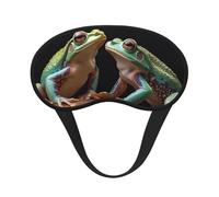 Masque de sommeil pour les yeux en soie super doux avec sangle élastique - Masque de sommeil occultant pour les yeux avec deux grenouilles - Bandeau pour les yeux - Pour homme et femme