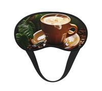 Masque de sommeil pour les yeux en soie super doux avec sangle élastique - Masque de sommeil occultant pour les yeux - Café et feuilles vertes - Pour homme et femme - Pour voyage