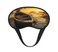 Masque de sommeil pour les yeux en soie super doux avec sangle élastique - Masque de sommeil occultant pour les yeux - Coucher de soleil sur la rivière - Bateau en bois - Pour homme et femme - Pour
