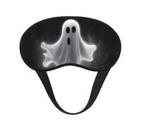 Masque de sommeil pour les yeux en soie super doux avec sangle élastique - Noir et Halloween - Masque de nuit fantôme pour les yeux - Pour homme et femme - Voyage