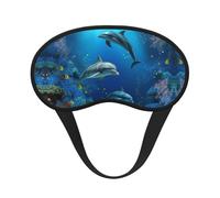 Masque de sommeil pour les yeux en soie super doux avec sangle élastique - Occultant - Dauphins du monde sous-marin - Masque de nuit pour homme et femme