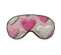 Masque de sommeil pour les yeux en tissu brodé avec motif cœurs roses et blancs pour homme et femme avec sangle réglable pour voyage, yoga, sieste, travail