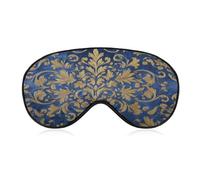 Masque de sommeil pour les yeux en velours bleu indigo avec broderie dorée pour homme et femme avec sangle réglable pour voyage, yoga, sieste, travail