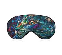 Masque de sommeil pour les yeux en verre teinté mosaïque de chat élégant pour homme et femme avec sangle réglable pour voyage, yoga, sieste, travail