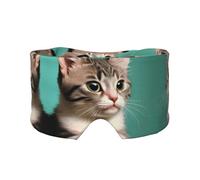 Masque de sommeil pour les yeux et les oreilles avec motif chat curieux (67 x 12 cm) Convient pour les voyages, le yoga, le repos profond à l'intérieur et à l'extérieur