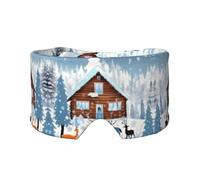 Masque de sommeil pour les yeux et les oreilles Motif fauve d'hiver (67 x 12 cm) Convient pour les voyages, le yoga, le repos profond en intérieur et en extérieur