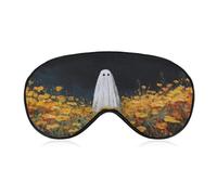 Masque de sommeil pour les yeux fantôme, fleurs jaunes et oranges, masque de sommeil fantaisie pour homme et femme, sangle réglable, pour voyage, yoga, sieste, travail