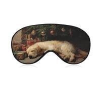 Masque de sommeil pour les yeux Golden Retriever - Motif sapin de Noël - Pour homme et femme - Sangle réglable - Pour voyage, yoga, sieste, travail