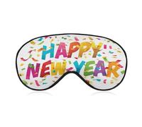 Masque de sommeil pour les yeux « Happy New Year » pour homme et femme avec sangle réglable pour voyage, yoga, sieste, travail