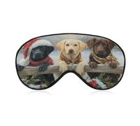Masque de sommeil pour les yeux labrador retrievers avec clôture en bois, masque de sommeil d'hiver enneigé pour homme et femme avec sangle réglable pour voyage, yoga, sieste, travail