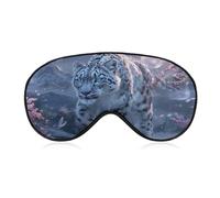 Masque de sommeil pour les yeux léopard des neiges avec yeux bleus, masque de sommeil pour homme et femme, sangle réglable, pour voyage, yoga, sieste, travail