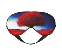 Masque de sommeil pour les yeux, masque de sommeil fantaisie rouge prairie arbre avec sangle réglable