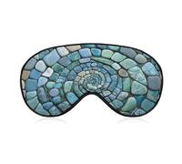 Masque de sommeil pour les yeux - Mosaïque abstraite de galets bleus et verts - Masque de sommeil pour homme et femme - Sangle réglable - Pour voyage, yoga, sieste, travail