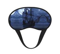 Masque de sommeil pour les yeux motif bateau à voile pirate avec imprimé pleine lune - Blocage de la lumière - Doux et confortable - Pour homme et femme - Pour dormir, voyage, travail de nuit