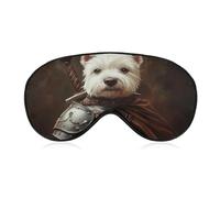 Masque de sommeil pour les yeux motif chien blanc médiéval hyper-réaliste pour homme et femme avec sangle réglable pour voyage, yoga, sieste, travail