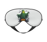 Masque de sommeil pour les yeux motif fantôme vert horreur Halloween citrouille doux réglable léger occultant voyage sieste nuit repos