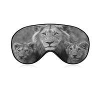 Masque de sommeil pour les yeux motif lions noirs et blancs pour homme et femme avec sangle réglable pour voyage, yoga, sieste, travail