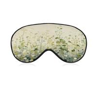 Masque de sommeil pour les yeux motif prairie à pois mosaïque bio vert sauge beige masque de sommeil pour homme et femme avec sangle réglable pour voyage, yoga, sieste, travail