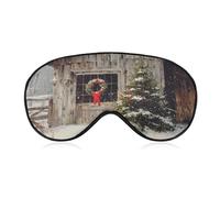 Masque de sommeil pour les yeux motif sapin de Noël, vieille grange, masque de sommeil pour homme et femme, sangle réglable, pour voyage, yoga, sieste, travail