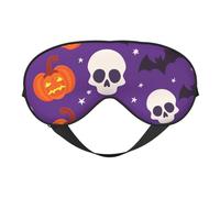 Masque de sommeil pour les yeux - Motif squelette de citrouille - Avec sangle réglable - Pour Halloween