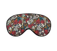Masque de sommeil pour les yeux occultant compatible avec les crânes de sucre vintage du jour des morts Rose Fleurs Cactus Masque de sommeil avec sangle réglable, bandeau de nuit pour les yeux des f