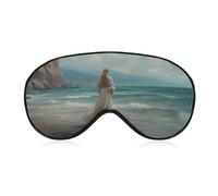 Masque de sommeil pour les yeux pour femme seule debout sur la plage, masque de sommeil pour homme et femme, sangle réglable, pour voyage, yoga, sieste, travail