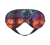Masque de sommeil pour les yeux pour homme et femme - Château de citrouille d'Halloween, sorcière, boucle souple réglable, masque de sommeil pour homme et femme, bandeau amusant pour jeux de fête