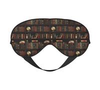 Masque de sommeil pour les yeux pour homme et femme - Masque de sommeil de voyage avec imprimé vintage sur étagère et boucle réglable - Masque de sommeil confortable pour homme et femme - Bandeau