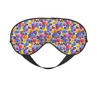 Masque de sommeil pour les yeux pour homme et femme - Masque de sommeil pour homme et femme - Motif fleurs de pensées tricolores réglables avec boucle douce - Masque de sommeil pour homme et femme