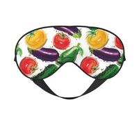 Masque de sommeil pour les yeux pour homme et femme - Masque de voyage doux pour les yeux au concombre, tomate, aubergine, masque de sommeil occultant avec boucle réglable pour homme et femme, bandeau