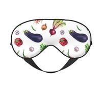 Masque de sommeil pour les yeux pour homme et femme - Masque de voyage doux pour les yeux d'aubergine, oignon, ail, piments, masque de sommeil pour les yeux occultant, boucle réglable, bandeau amusant