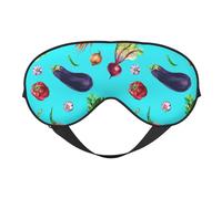 Masque de sommeil pour les yeux pour homme et femme - Masque de voyage doux pour les yeux d'aubergine, piments, ail, oignon, masque de sommeil pour les yeux occultant, boucle réglable, bandeau amusant