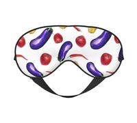 Masque de sommeil pour les yeux pour homme et femme - Masque de voyage doux pour les yeux d'aubergine, poivron, masque de sommeil occultant, boucle réglable pour homme et femme, bandeau amusant pour