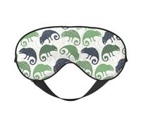 Masque de sommeil pour les yeux pour homme et femme - Masque de voyage minimaliste drôle caméléon vert pour voyage, masque de sommeil occultant, boucle réglable, bandeau amusant pour jeux de fête