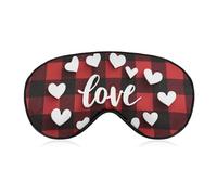 Masque de sommeil pour les yeux pour la Saint-Valentin, motif cœur d'amour sur fond rouge et noir, masque de sommeil pour homme et femme, sangle réglable, pour voyage, yoga, sieste, travail