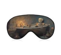 Masque de sommeil pour les yeux squelette dans une baignoire à l'ancienne - Masque de sommeil pour homme et femme - Sangle réglable - Pour voyage, yoga, sieste, travail