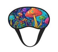 Masque de sommeil pour les yeux ultra-doux, doux et coloré, motif champignons lumineux, art psychédélique, avec sangle élastique, pour dormir, voyager, travailler par quarts et méditer - Protection o