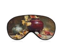 Masque de sommeil pour les yeux - Vase en céramique bordeaux vieilli pour homme et femme - Sangle réglable - Pour voyage, yoga, sieste, travail