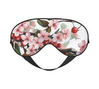 Masque de sommeil réaliste à fleurs de cerisier pour homme et femme - Masque pour les yeux double face avec sangle réglable, doux au toucher soyeux, bloque la lumière et respirant, pour voyage, sieste